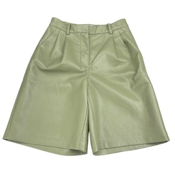 Aritzia Wilfred Limerick High Waisted Vegan Leather Shorts in Sage Size 00 - Picture 2 of 5
